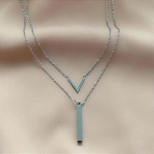 COLAR DUPLO GEOMÉTRICO AÇO 316L⭐️