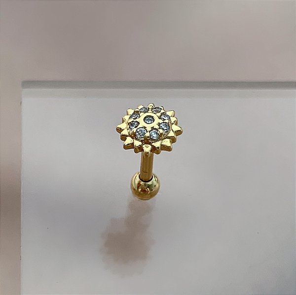 PIERCING TRÁGUS/CARTILAGEM FLOR DE LUZ ZIRCÔNIAS 7MM HASTE AÇO 316L FOLHEADO A OURO 18K SEMIJOIA PARA ATUALIZAÇÃO⭐️