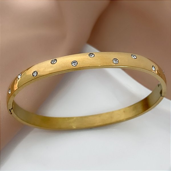 PULSEIRA/BRACELETE PONTOS DE LUZ DOURADO AÇO 316L⭐️