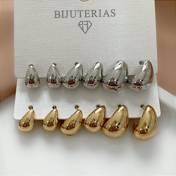 BRINCO KIT ARGOLINHAS FORMATO GOTA BIJU