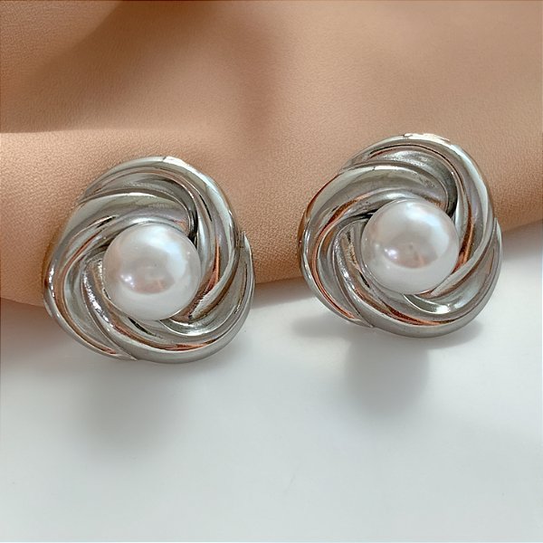 BRINCO NÓ COM PÉROLA AÇO 316L ⭐️