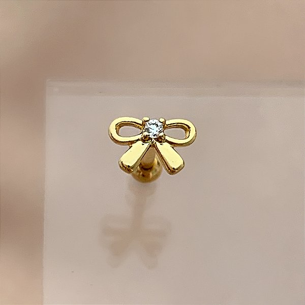 PIERCING TRÁGUS / CARTILAGEM LACINHO 8MM HASTE AÇO 316L FOLHEADO A OURO 18K SEMIJOIA PARA ATUALIZAÇÃO⭐️