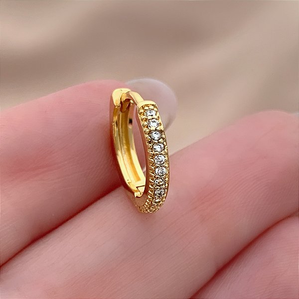 PIERCING CONCH / CARTILAGEM ARGOLA ZIRCÔNIAS CRAVEJADAS 8MM AÇO 316L FOLHEADO A OURO 18K SEMIJOIA PARA ATUALIZAÇÃO⭐️