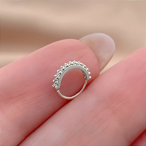PIERCING NARIZ ARGOLA ZIRCÔNIAS PRATA 925 6MM SEMIJOIA PARA PERFURAÇÃO E ATUALIZAÇÃO ⭐️
