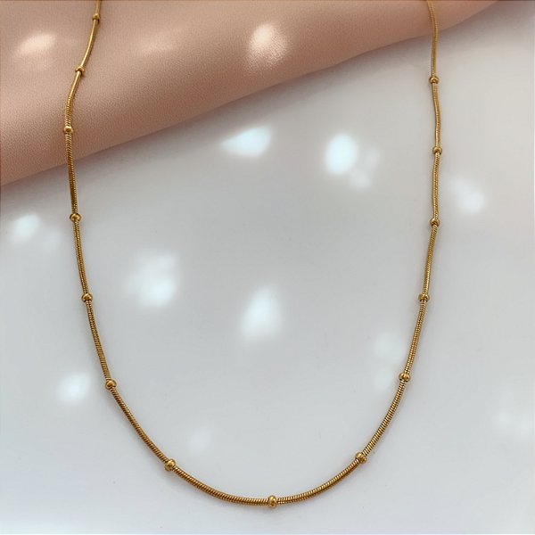 COLAR FINO COM MINI BOLINHAS DOURADO AÇO 316L⭐️