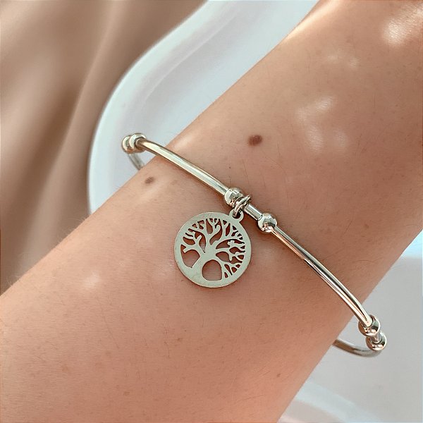 PULSEIRA / BRACELETE PINGENTE ÁRVORE DA VIDA AÇO 316L⭐️