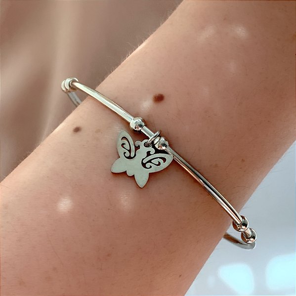 PULSEIRA / BRACELETE PINGENTE BORBOLETA AÇO 316L⭐️