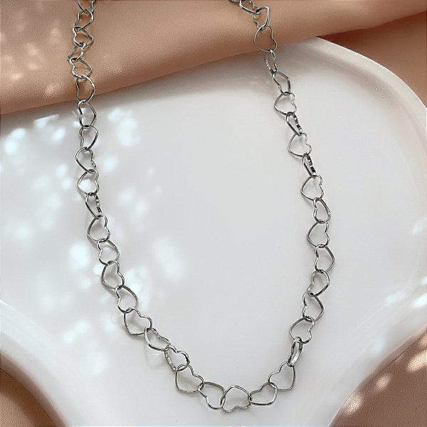 COLAR ELOS DE CORAÇÕES G AÇO 316L⭐️