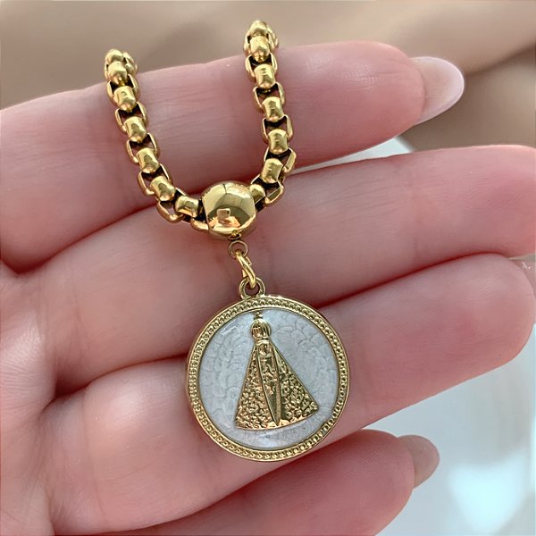 PULSEIRA NOSSA SENHORA DOURADO AÇO 316L⭐️