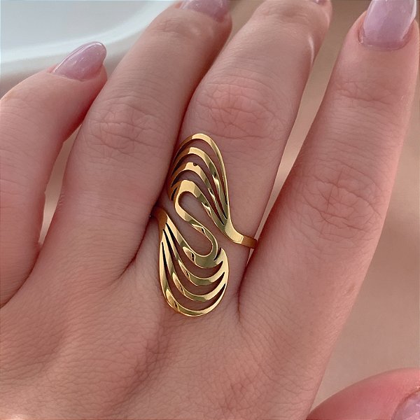 ANEL DESIGN LUXO DOURADO AÇO 316L⭐️