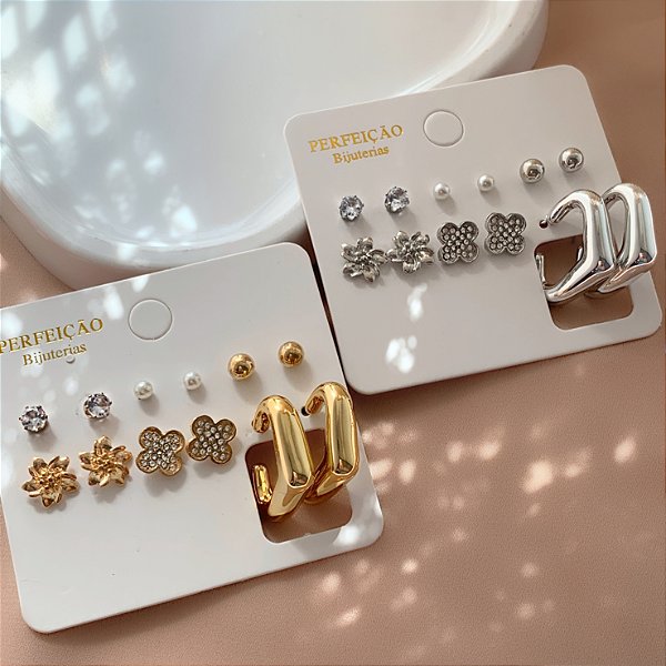 BRINCO KIT 6 BRINCOS DIVERSOS CRIS BIJU