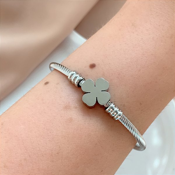 PULSEIRA / BRACELETE TORCIDO TREVO AÇO 316L⭐️