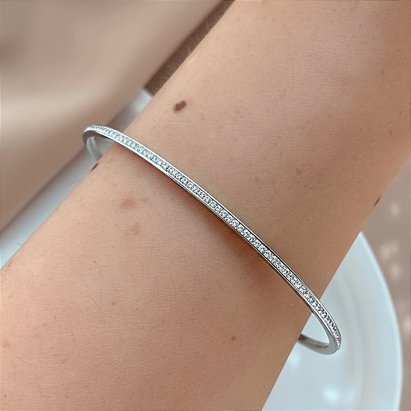 PULSEIRA / BRACELETE ARO FIO DE ZIRCÔNIAS AÇO 316L⭐️