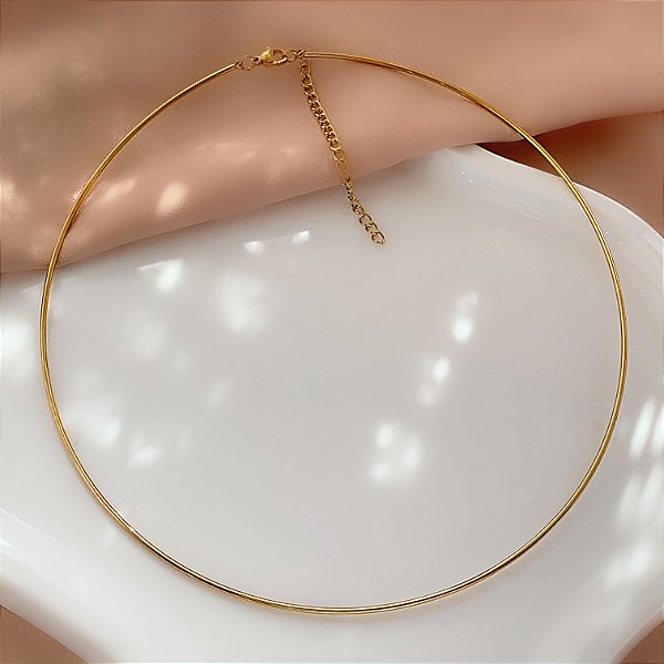 COLAR ARO FIO FINO DELICADO DOURADO AÇO 316L⭐️