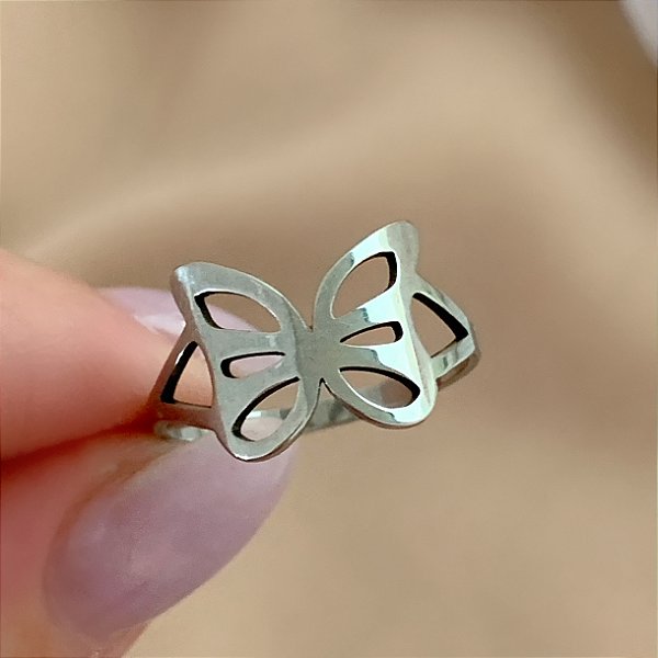 ANEL BORBOLETA VAZADA AÇO 316L⭐️