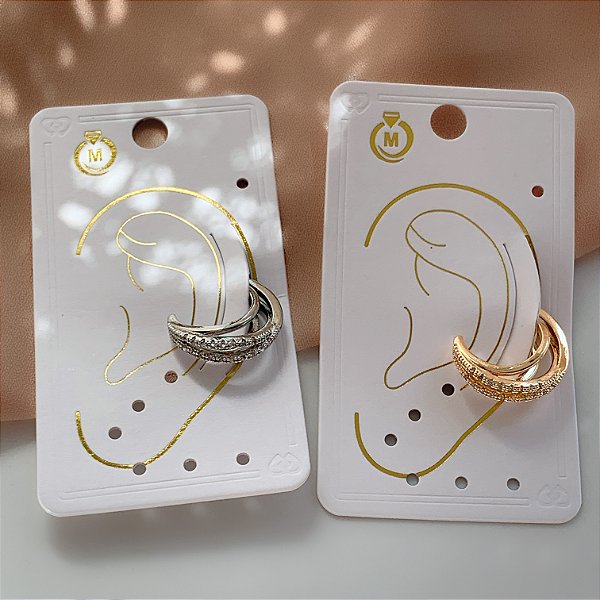 PIERCING FAKE FIOS CRUZADOS LISOS E ZIRCÔNIAS BIJU