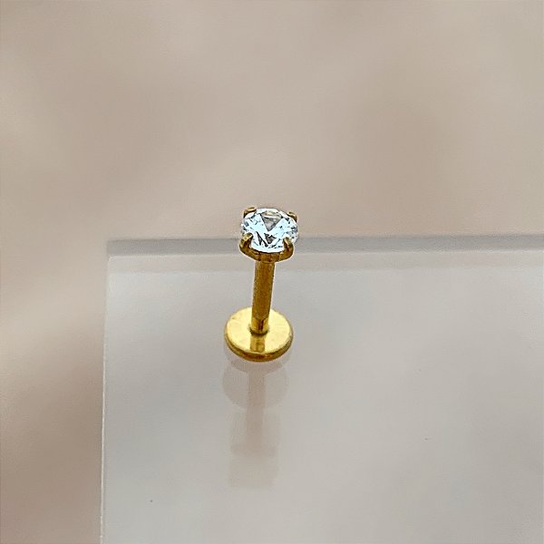 PIERCING TRÁGUS / CARTILAGEM PONTO DE LUZ 6MM HASTE AÇO 316L FOLHEADO A OURO 18K SEMIJOIA PARA ATUALIZAÇÃO⭐️