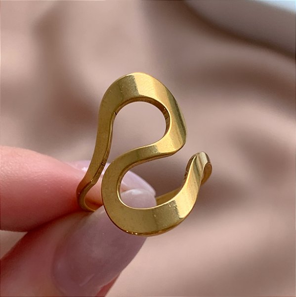 ANEL ONDULADO DOURADO AÇO 316L⭐️
