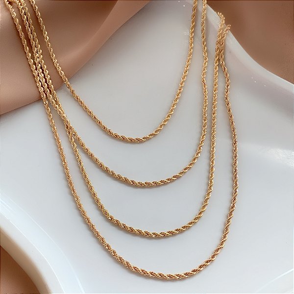 COLAR CORRENTE QUÁDRUPLA CORDÃO BAIANO BIJU