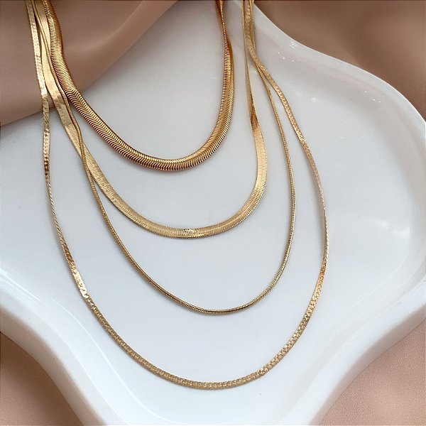 COLAR CORRENTE QUÁDRUPLA DIVERSAS BIJU