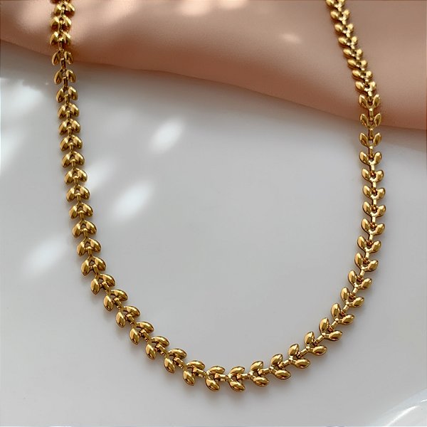 COLAR CHOKER RAMINHOS LISOS DOURADO AÇO 316L⭐️