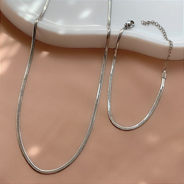 COLAR E PULSEIRA KIT FITA FINA 2MM AÇO 316L⭐️