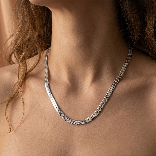 COLAR CORRENTE FITA GROSSA 6MM AÇO 316L⭐️