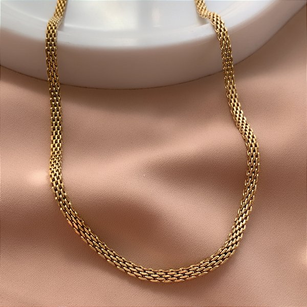 COLAR CORRENTE CORRENTE CORREIA FINA 60CM SEM EXTENSOR DOURADO AÇO 316L⭐️