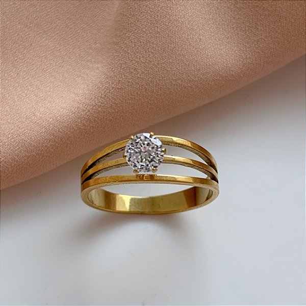 ANEL FIOS PEDRA ZIRCÔNIA DOURADO AÇO 316L⭐️