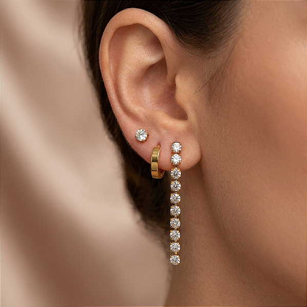 BRINCO KIT ARGOLINHA, PENDENTE ZIRCÔNIAS E PONTO DE LUZ DOURADO AÇO 316L⭐️