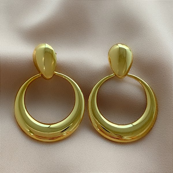 BRINCO GOTA E CÍRCULO DOURADO AÇO 316L⭐️