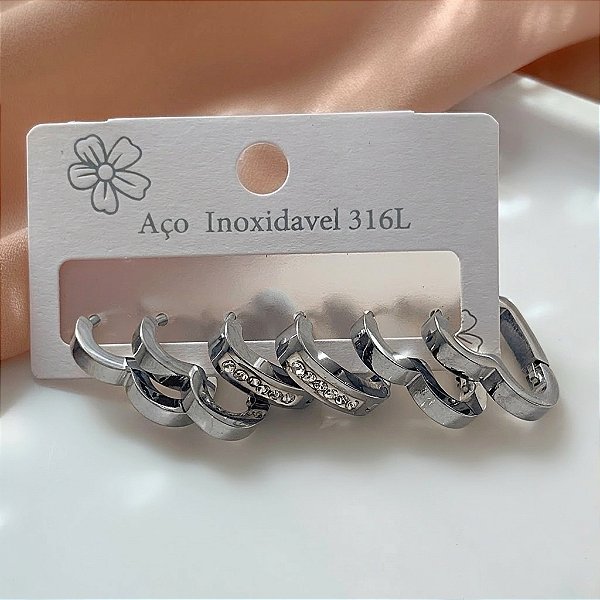 BRINCO KIT ARGOLINHAS CORAÇÕES FIOS ACHATADOS LISOS E ZIRCÔNIAS AÇO 316L⭐️