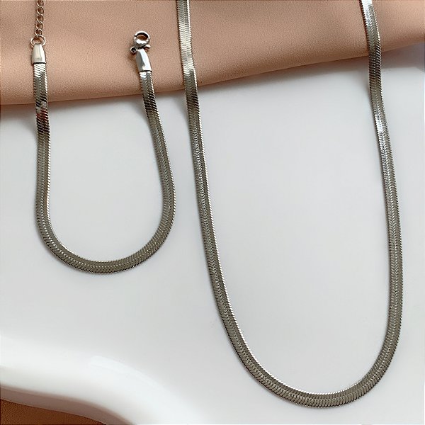 COLAR E PULSEIRA KIT FITA FINA M 4MM AÇO 316L⭐️