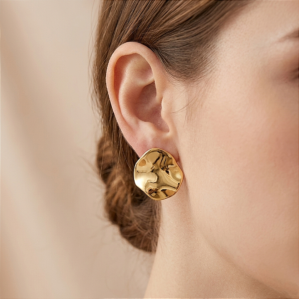 BRINCO REDONDO ORGÂNICO DOURADO AÇO 316L⭐️