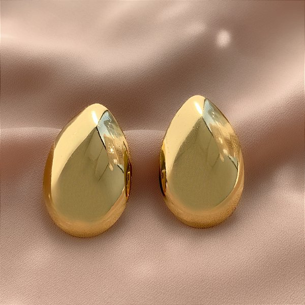 BRINCO GOTA LISA BOLEADA DOURADO AÇO 316L⭐️