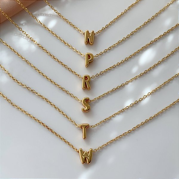 COLAR PINGENTE LETRA DELICADA N-W DOURADO AÇO 316L⭐️