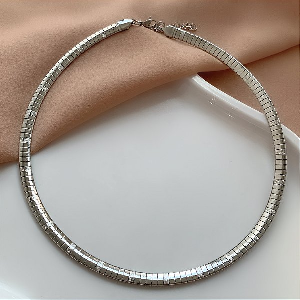 COLAR ACHATADO TEXTURIZADO AÇO 316L⭐️