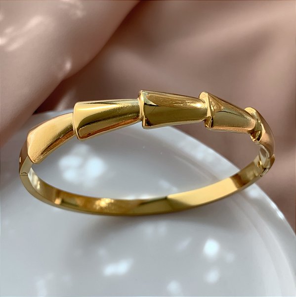 PULSEIRA / BRACELETE FIO DETALHADO LISO DOURADO AÇO 316L⭐️