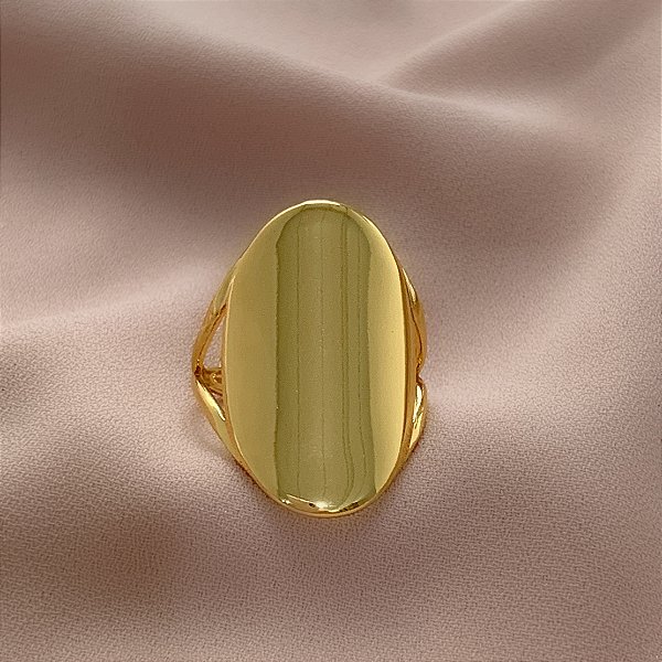 ANEL REGULÁVEL OVAL LISO DOURADO AÇO 316L⭐️