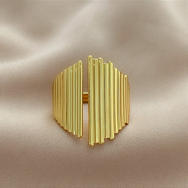 ANEL REGULÁVEL LINHAS VERTICAIS DOURADO AÇO 316L⭐️