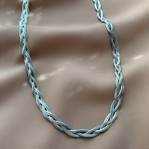 COLAR CORRENTE COBRA P TRANÇADA AÇO 316L⭐️