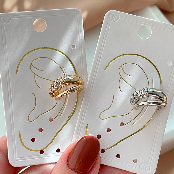 PIERCING FAKE DOIS FIOS LISO E ZIRCÔNIAS BIJU