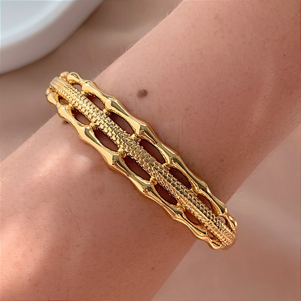 PULSEIRA / BRACELETE DETALHADO DOURADO AÇO 316L⭐️