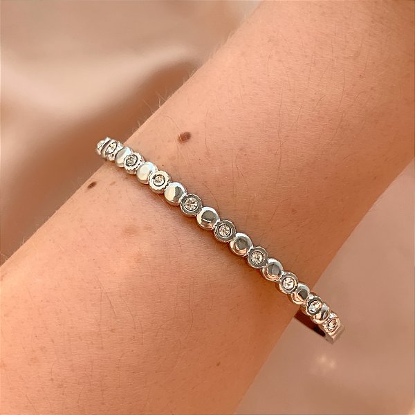 PULSEIRA / BRACELETE FILEIRA MINI BOLINHAS LISAS E ZIRCÔNIAS AÇO 316L⭐️