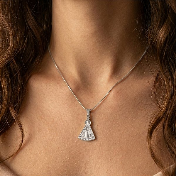 COLAR CORRENTE FINA PINGENTE NOSSA SENHORA AÇO 316L⭐️