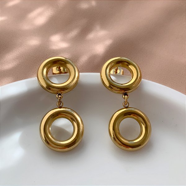 BRINCO ARGOLAS BOLEADAS DOURADO AÇO 316L⭐️