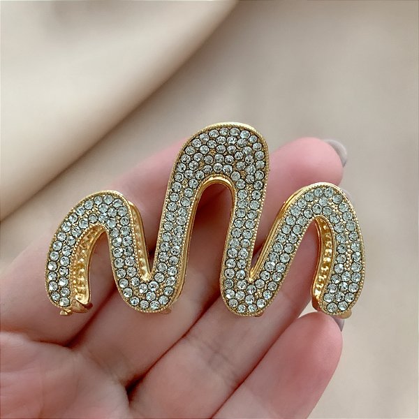 PRESILHA UNITÁRIA M ONDAS STRASS BIJU