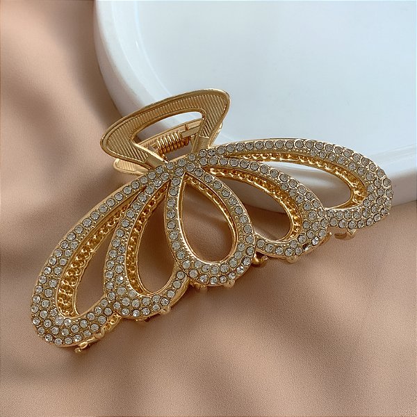 PRESILHA UNITÁRIA G PÉTALAS STRASS BIJU