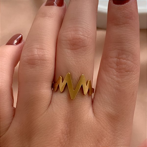 ANEL ZIG ZAG DOURADO AÇO 316L⭐️