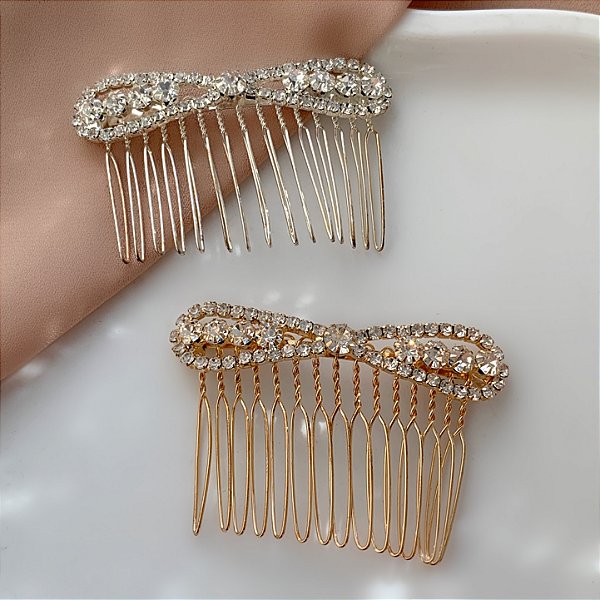 PRESILHA UNITÁRIA PENTE LAÇO DE STRASS BIJU